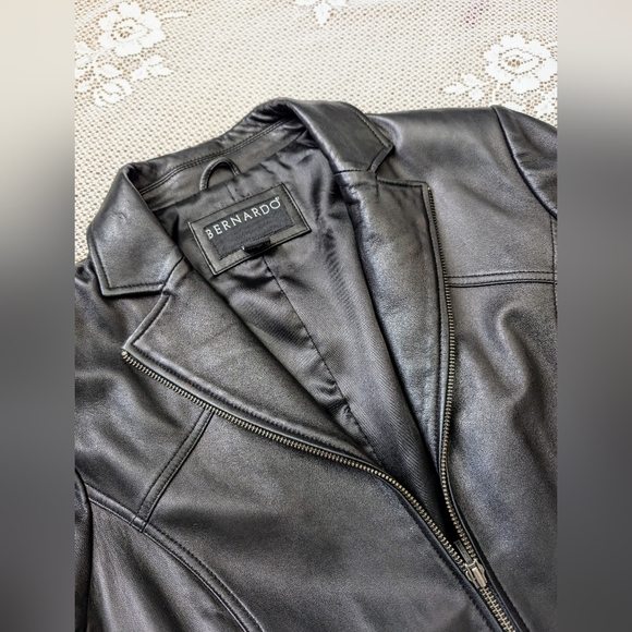 Bernardo Moto Leather Jacket Black Fitted Modern - Picture 3 of 7